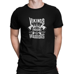 Camiseta Camisa Vikings Warriors Masculino Preto