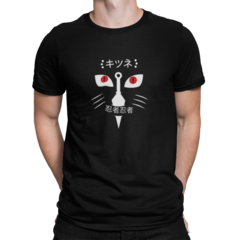 Camiseta Camisa A Fúria da Raposa Estampa Ninja Anime Masculina Preto