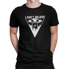 Camiseta Camisa Eu não acredito Alien Alienígenas Masculina Preto