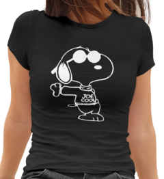 Camiseta Baby Look Snoopy Joe Cool Feminino Preto - comprar online