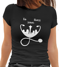 Camiseta Baby Look To Save Lives Greys Anatomy Feminino Preto na internet