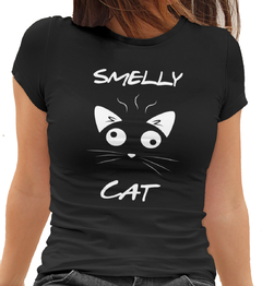 Camiseta Baby Look Smelly Cat Friends Feminino Preto na internet