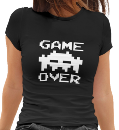 Camiseta Baby Look Game Over Alien Feminino Preto - comprar online