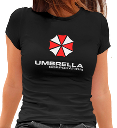 Camiseta Baby Look Umbrella Corporation feminino preto na internet