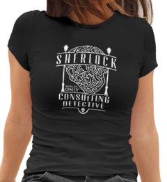 Camiseta Baby Look Sherlock Holmes Feminino Preto na internet