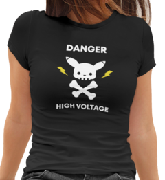 Camiseta Baby Look Skiny High Voltage Feminino Preto na internet