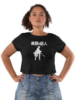 Camiseta Baby Look Shingeky no Kyojin Feminino Preto