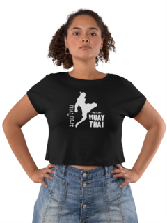 Camiseta Baby Look Muay Thai Luta Versão Nova Feminino Preto