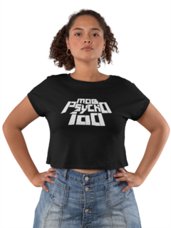 Camiseta Baby Look Mob Psycho Anime Feminino Preto