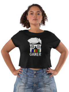 Camiseta Baby Look Geek Gamer Feminino Preto