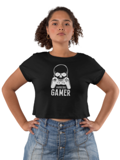 Camiseta Baby Look Hardcore Gamer Feminino Preto