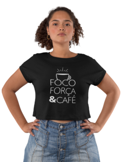 Camiseta Baby Look Foco Força E Café feminino preto