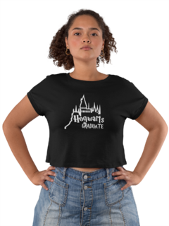 Camiseta Baby Look Hogwarts Graduate feminino preto - comprar online