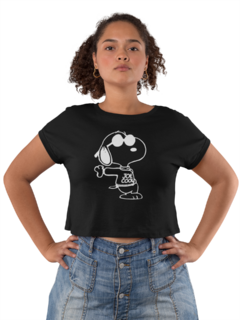 Camiseta Baby Look Snoopy Joe Cool Feminino Preto