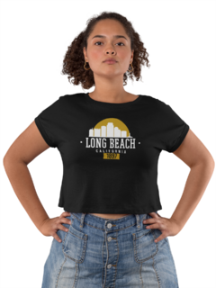 Camiseta Baby Look Long Beach California City Feminina Preto