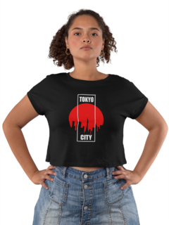 Camiseta Baby Look Tokyo City Feminino Preto