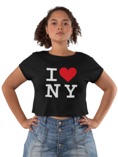 Camiseta Baby Look Eu Amo Nova York Feminina Preto