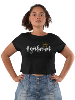 Camiseta Baby Look Girl Power Feminina Preto