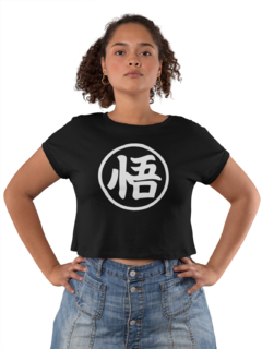 Camiseta Baby Look Goku Simbolo Feminina Preto - Liga Fashion Oficial ® - A tendência é ser você