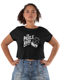 Camiseta Baby Look Rick And Morty Caras Feminina Preto