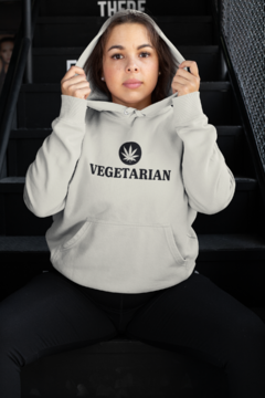 Blusa de Moletom Capuz Vegetarian Vegetariano Unissex Preto - loja online
