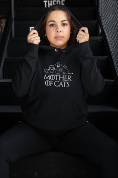Blusa Moletom Capuz Mãe de gatos Mother Cats Unissex Preto na internet