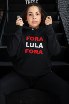 Blusa Moletom Capuz Capuz Fora Lula Unissex Preto - comprar online