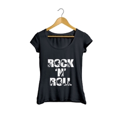 Camiseta Baby Look Rock N Roll Feminino Preto na internet