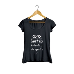 Camiseta Baby Look Sertão é dentro da gente Feminino Preto na internet