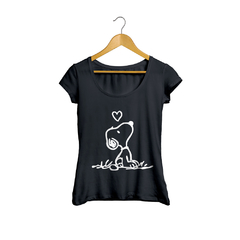 Camiseta Baby look Snoopy Feminino Preto na internet