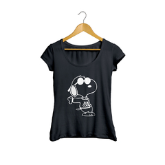 Camiseta Baby Look Snoopy Joe Cool Feminino Preto na internet