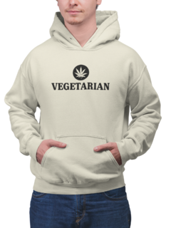 Imagem do Blusa de Moletom Capuz Vegetarian Vegetariano Unissex Preto