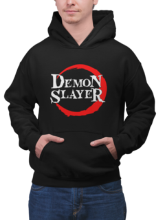 Blusa Moletom Capuz Demon Slayer Anime Unissex Preto na internet