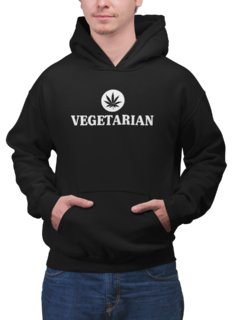 Blusa de Moletom Capuz Vegetarian Vegetariano Unissex Preto - comprar online