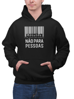 Blusa Moletom Capuz Rótulos Unissex Preto na internet