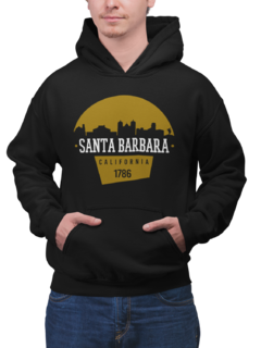 Blusa Moletom Capuz Santa Barbara California City Unissex Preto na internet