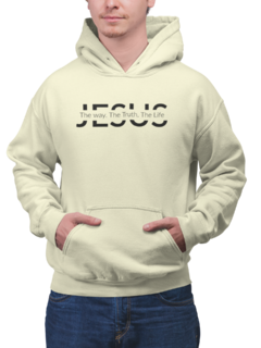 Imagem do Blusa Moletom Capuz Jesus Único Caminho Gospel Unissex Preto