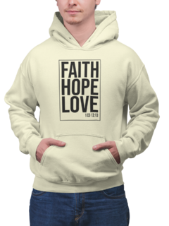 Imagem do Blusa Moletom Capuz Faith Hope Love Gospel Unissex Preto