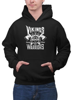 Blusa Moletom Capuz Vikings Warriors Unissex Preto na internet