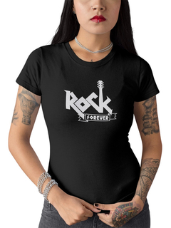 Camiseta Baby Look Rock Forever Feminino Preto