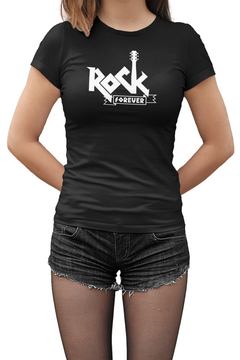 Camiseta Baby Look Rock Forever Feminino Preto - comprar online