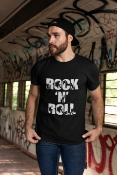 Camiseta Camisa Rock N Roll Masculino Preto na internet