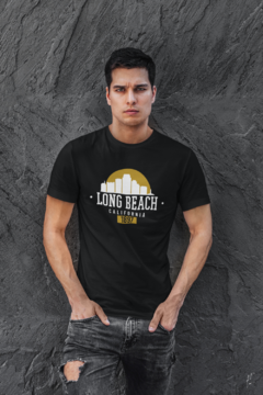 Camiseta Camisa Long Beach California City Masculina Preto - comprar online