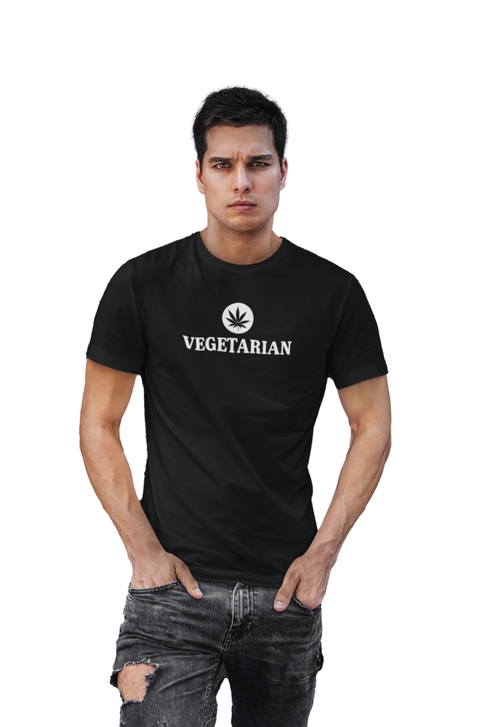 Camiseta Camisa Vegetarian Vegetariano Masculino Preto