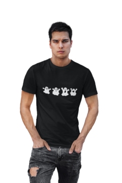 Camiseta Camisa Fantasmas Halloween Masculino Preto - comprar online