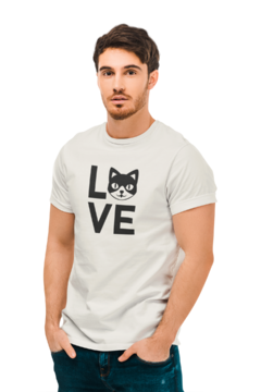 Imagem do Camiseta Camisa Amo Gato Cat Masculino Preto