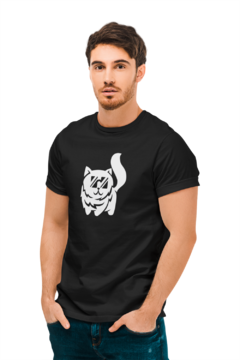 Camiseta Camisa Gatinho de óculos Masculina Preto - comprar online
