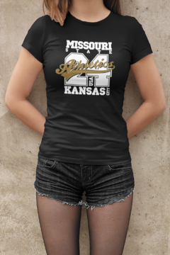 Camiseta Baby Look Kansas Athletics City Feminina Preto na internet