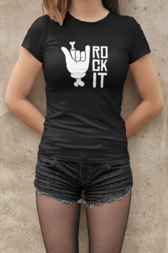 Camiseta Baby Look Rock It Rockeiro Feminina Preto na internet