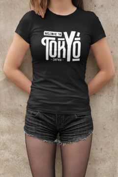 Camiseta Baby Look Tokyo Japan Feminina Preto na internet